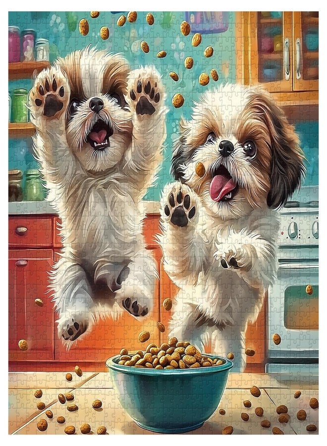 PICKFORU Shih Tzu Snack Time Puzzles for Adults 1000 Pieces, Funny Dog Kitchen Jigsaw Puzzle, Challenging Difficult Unique Cute Puppy Theme as Wall Decor - Image 2